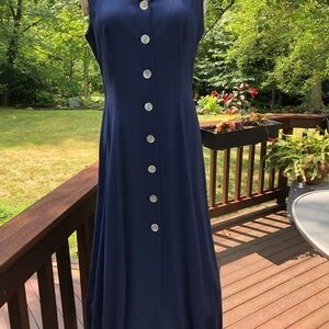 EVAN PICONE Elegant Navy Blue Button-Down Dress NWOT